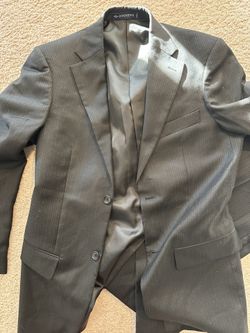 Men’s Boys Dockers Wool Suit, Pinstripe, Black Jacket Pants Set