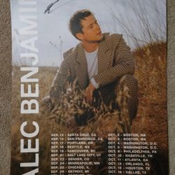 Alec Benjamin Signed Concert Tour Poster 2021 slightly used autographed