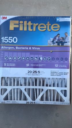 3M Filtrete 1550 Allergen Bacteria & Virus Air Filter 20x25x5 (2) pack