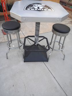 Metal table with chairs