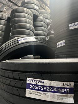295/75R22.5 16PLY All Position Tire - EVERTOUR EA677 MADE IN THAILAND