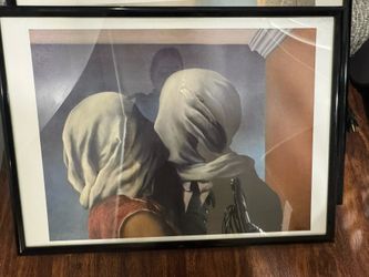 Canvas Poster by Rene Magritte The lovers Print for Decor Lithograph  Wall Art with Frame