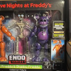 Jazwares Vault Edition Five Nights at Freddy's Endo Series collector figure set featuring Classic Freddy and Shadow Freddy