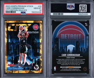 2023-24 Hoops Premium Stock City Edition Cade Cunningham #29 Gold Ice /10 PSA 10