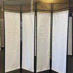 4 Panels Room Divider Metal White