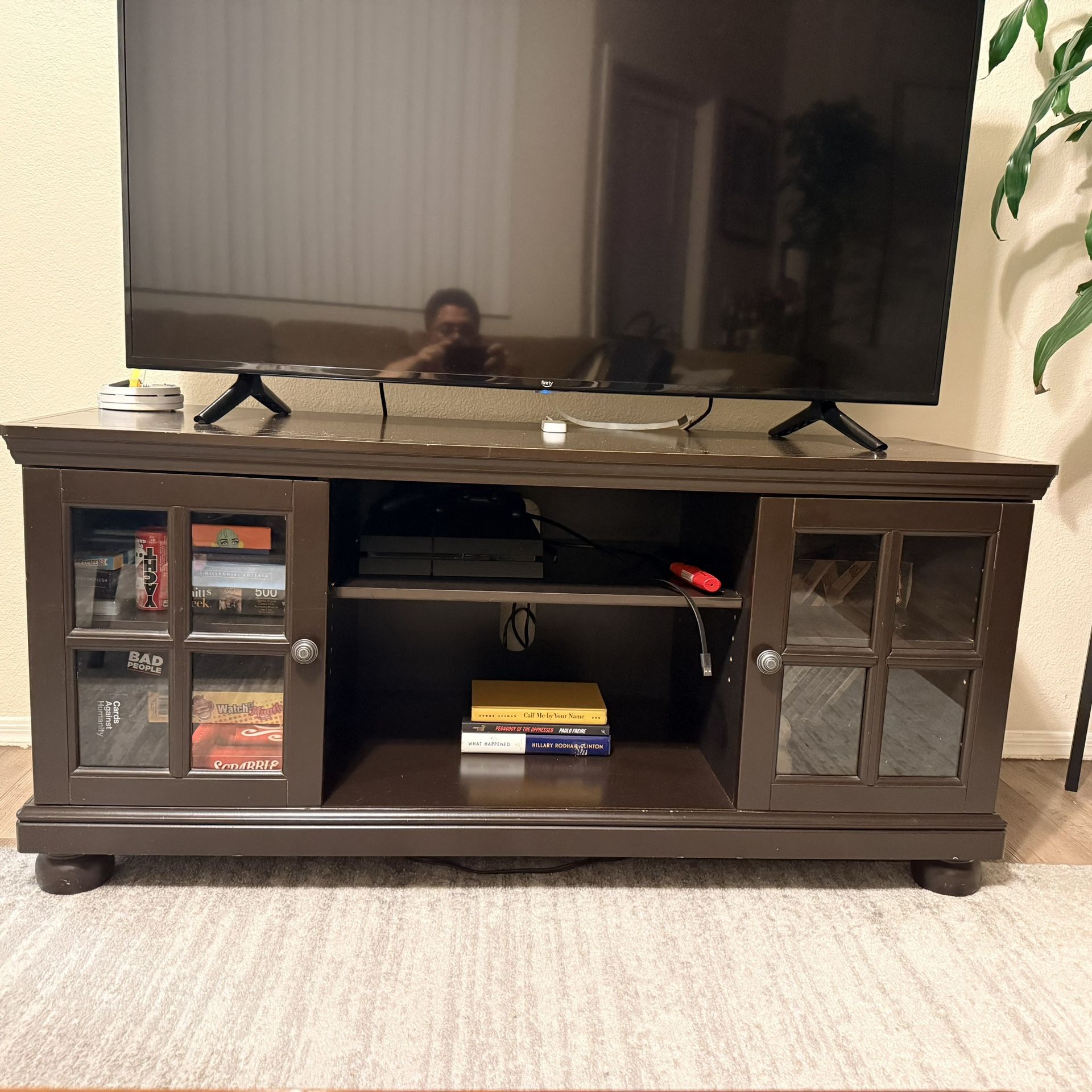 Dark Wood TV Console / Media Cabinet - $75