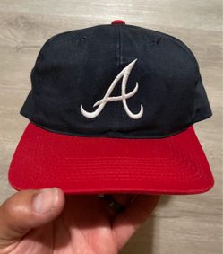 Vintage Atlanta Braves Sports Specialties Twill Snapback Hat Navy Blue Red