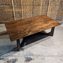 Acacia Wood Mid-Mod Coffee Table 