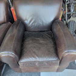 Selling 2 Pottery barn leather chairs and ottoman for sale slightly used 