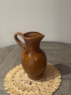 Brown Glazed Ceramic Pitcher Vase