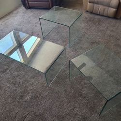 3 Piece Glass Coffee & End Tables Set