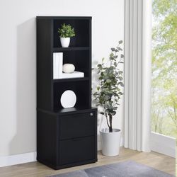 **SALE** New 3-Shelf Bookcase With Storage Drawers In Black Finish! 