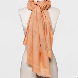 Brand New Orange Scarf Checker Style