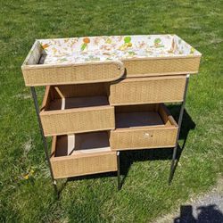 MCM Wicker Style Doll Changing Table 