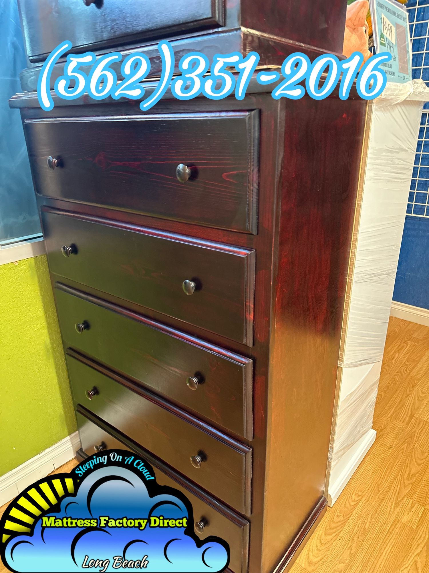 Cherry 2 Knob Jumbo Dresser Cajonera Comoda 