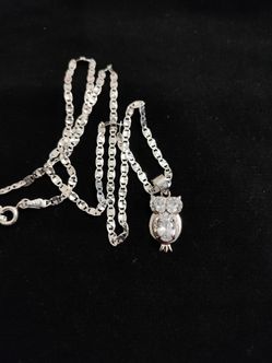 Sterling Silver Necklace With Pendant Owl