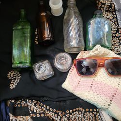 Box Of Antique Bottles And Collectibles 