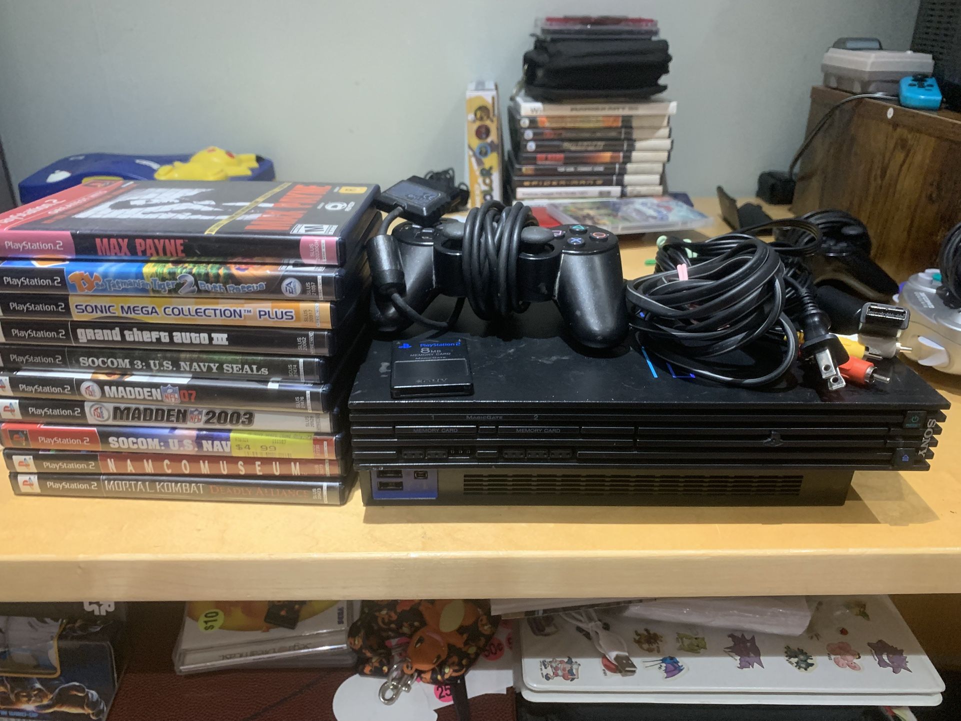 PlayStation 2 PS2 Fat Console Bundle W/ 10 Games, Mem Card & Controller - Tested