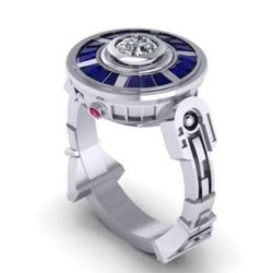 New! Star Wars R2-D2 925 Sterling Silver Jedi Robot Droid Ring w Box Sizes 8, 9, 10