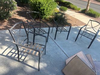 Set of 4 Metal Patio Dining Chairs