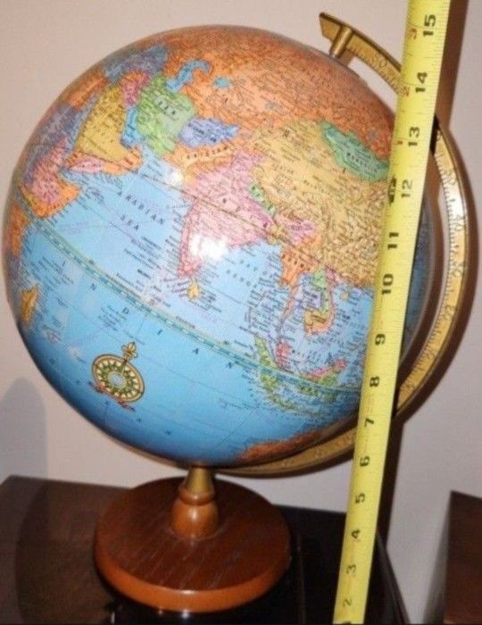 CRAMS VINTAGE GLOBE WITH WOODEN BASE AND PLASTIC HOLDER 12" CLASSIC