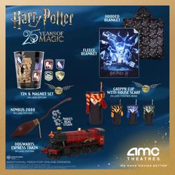 Variety of Harry Potter 25th Anniversary popcorn buckets