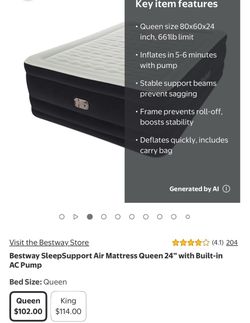 Bestway SleepSupport Air Mattress Queen 24" with Built-in AC Pump
