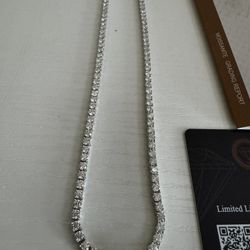 22” Moissanite Tennis Chain – 18ctw VVS1 D, 3mm, 925 Silver w/ GRA Cert