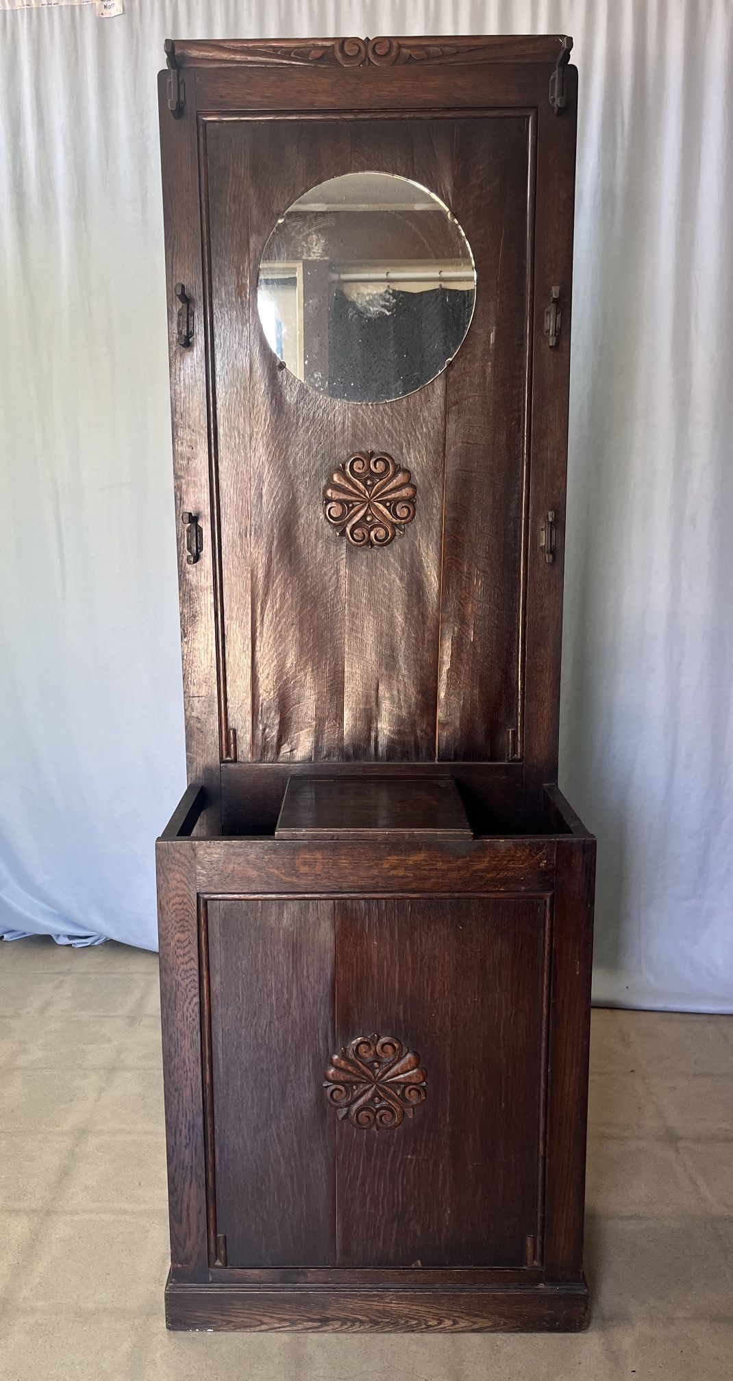 Vintage Coat Rack With Mirror
