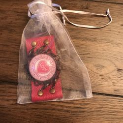 Plunder Pink Leather Cuff With “Love” Pendant