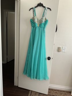Teal Sequin and Rhinestone Embellished Formal Gown size 4