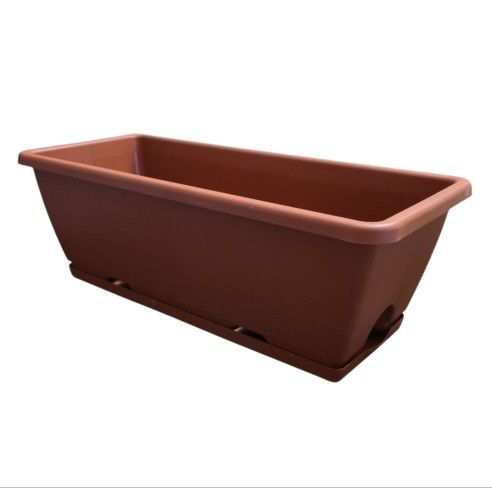 Flowers, Plants, Vegetables Brown Sturdy Plastic Pot w/ water drainage Holes and Tray Holder.