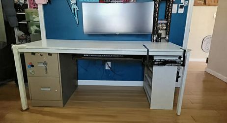 metal frame Ikea desk, 69x30x29