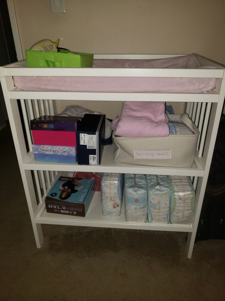 White diaper changing table
