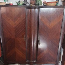 Antique Waterfall Cabinet With Shelves