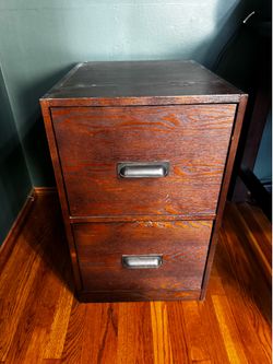 Two drawer wooden file cabinet