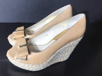 USED - Michael Kors Light Tan Leather Wedge Heels size 8.5