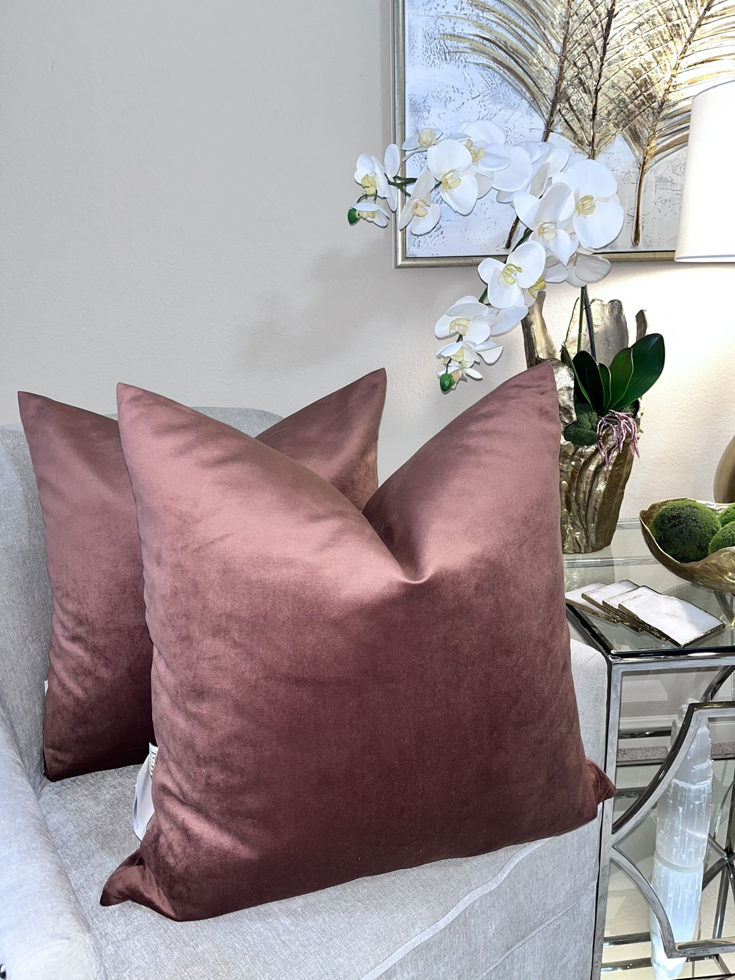 2-TGH TESSITURA MADE IN ITALY VELVET DECORATIVE PILLOWS