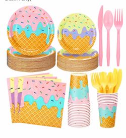 175 Pcs Ice Cream Party Decorations party supplies serving 25 guests