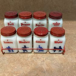 Vintage milk glass spice Jar set