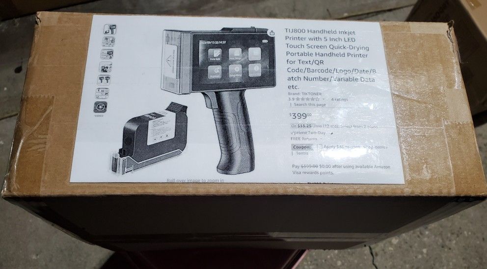 TIJ800 Handheld Inkjet Printer with 5 Inch LED Touch Screen Quick-Drying Portable Handheld Printer for Text/QR Code/Barcode/Logo/Date/Batch Number/Var