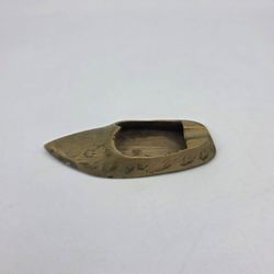 Vintage Shoe Ashtray Incense Holder Solid Brass Etched Slipper Engraved India