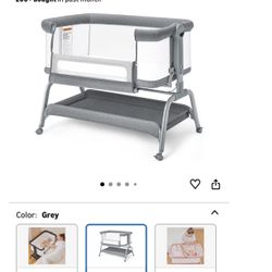 BabyBond Baby Bassinet, 3 in 1 Bassinet Bedside Sleeper with Washable Soft Mattress and Sheet, 6 Height Adjustable Bedside Crib, 4-Sided Mesh Bedside 