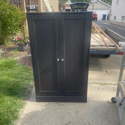 IKEA Black/Grayish Cabinet with 3 Shelves, 32 w, 14 deep, 53 hi, $40