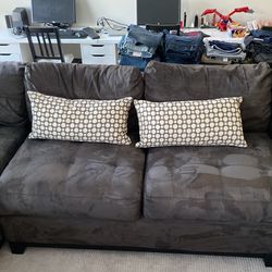 Set Of 2 Lumbar Pillows - Gray And Ivory Modern Print 