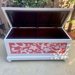 Beautiful Wood Floral Blanket Chest