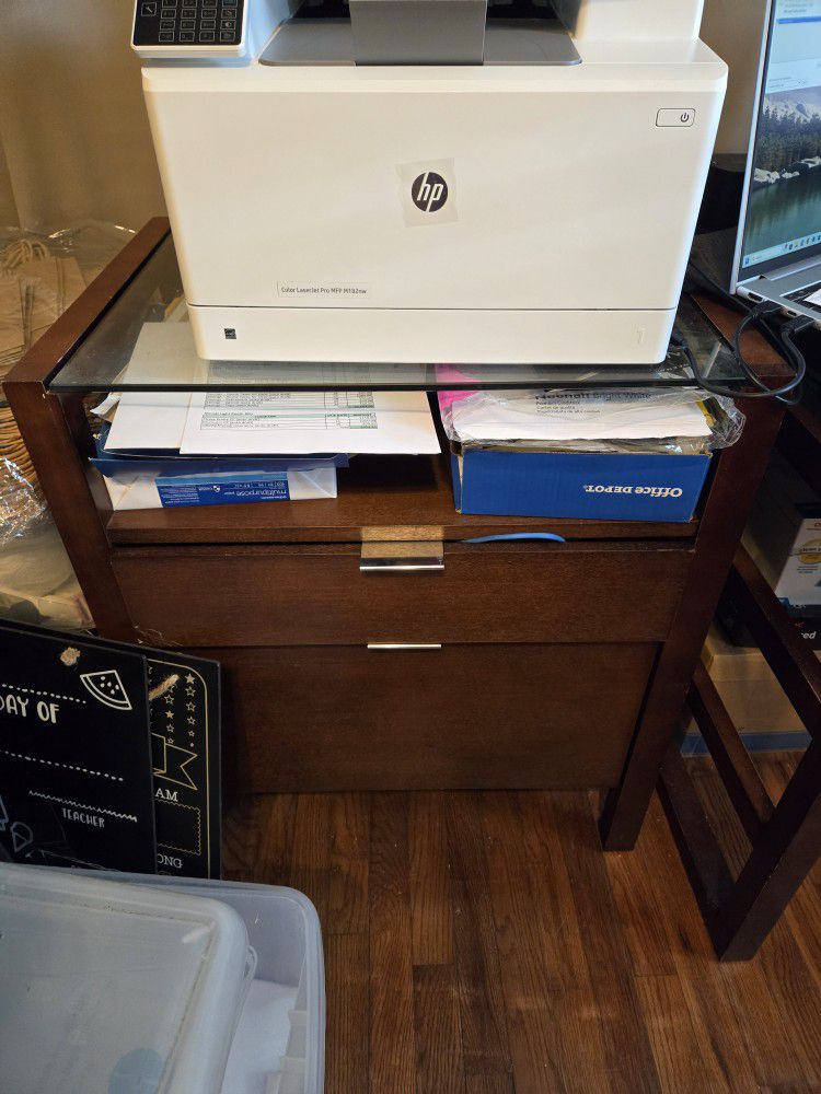 Mahogany Desk And Printer Stand
