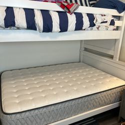 Twin over Full White Bunk Bed with full mattress 