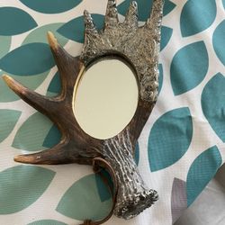 Awesome Unusual Deer Horn Mirror With Glitter