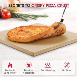 Pizza Stone Square 12”x12”x3/8” Great For All Baking in Oven & Grill